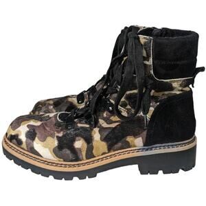 Me‎ Too Genuine Leather Santos Combat Boots Camo Suede 7M Memory Foam Padded